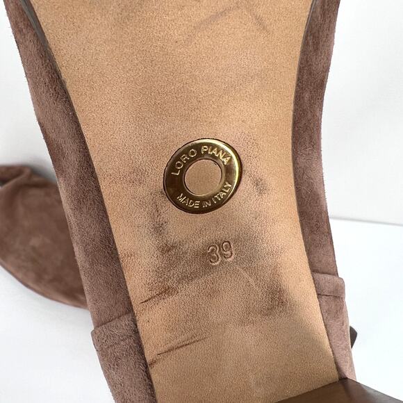LORO PIANA Suede Knee High Boots Womens 39 Light Brown Sharmaine Cashmere Lined - Picture 12 of 16